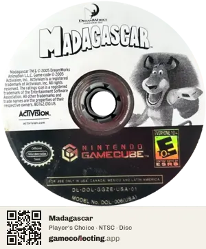 Madagascar Nintendo GameCube, NTSC disc
