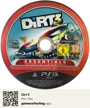 Dirt 3 PlayStation 3, PAL disc