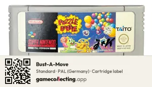 Bust-A-Move Super Nintendo Entertainment System, PAL cartridge label