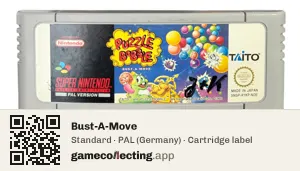 Bust-A-Move Super Nintendo Entertainment System, PAL cartridge label