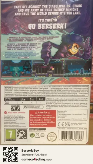 Berserk Boy Nintendo Switch, PAL box back
