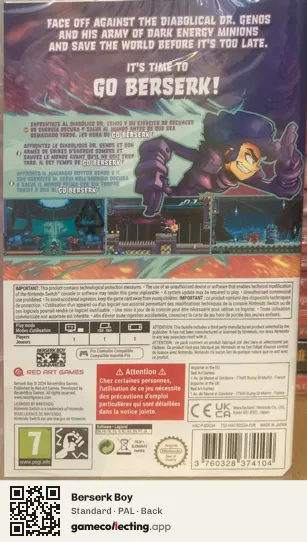 Berserk Boy Nintendo Switch, PAL box back