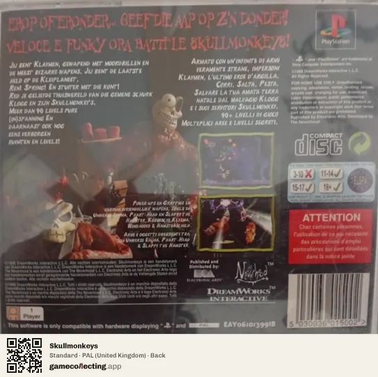 Skullmonkeys PlayStation, United Kingdom box back