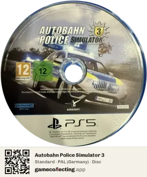 Autobahn Police Simulator 3 PlayStation 5, PAL disc