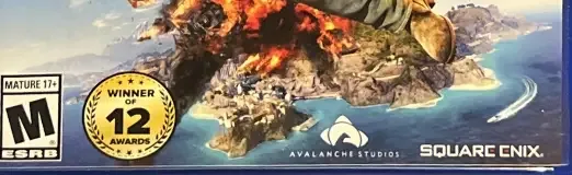 Just Cause 3, the ESRB box on its front