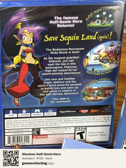 Shantae: Half-Genie Hero PlayStation 4, NTSC box back