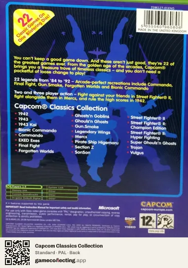 Capcom Classics Collection Xbox, PAL box back
