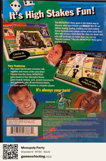 Monopoly Party PlayStation 2, NTSC box back