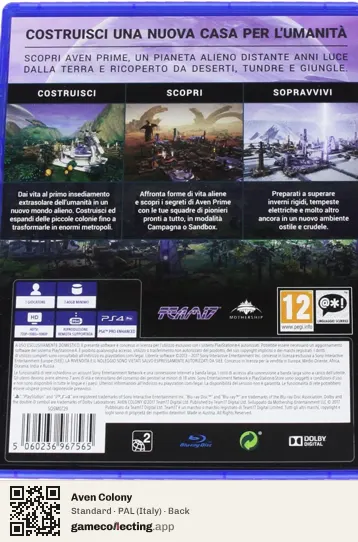 Aven Colony PlayStation 4, Italy box back