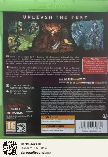 Darksiders III Xbox One, PAL box back