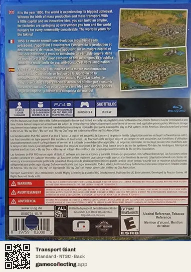 Transport Giant PlayStation 4, NTSC box back
