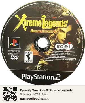 Dynasty Warriors 3: Xtreme Legends PlayStation 2, NTSC disc