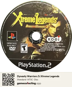 Dynasty Warriors 3: Xtreme Legends PlayStation 2, NTSC disc