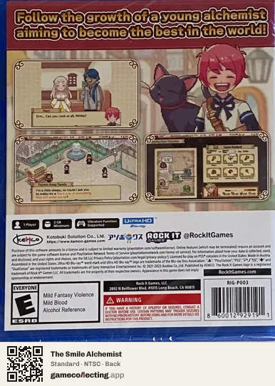 The Smile Alchemist PlayStation 5, NTSC box back