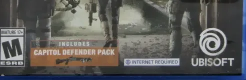 Tom Clancy's The Division 2, the ESRB box on its front