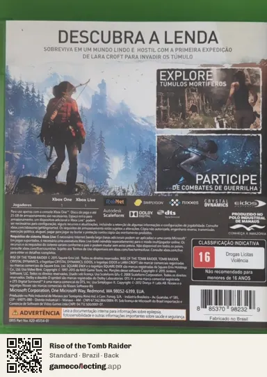 Rise of the Tomb Raider Xbox One, Brazil box back