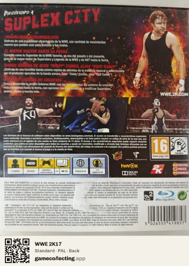 WWE 2K17 PlayStation 3, PAL box back