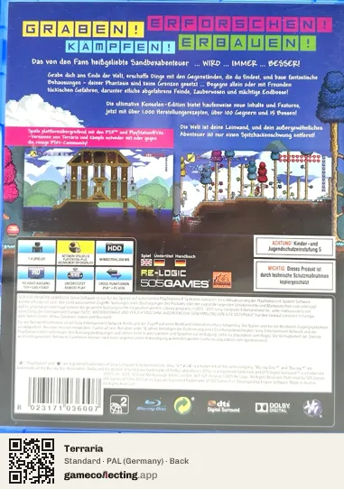 Terraria PlayStation 4, Germany box back