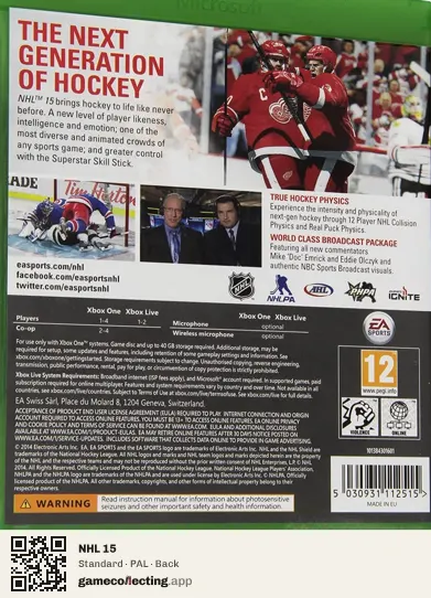 NHL 15 Xbox One, PAL box back