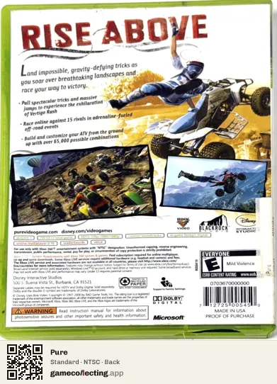 Pure Xbox 360, NTSC box back
