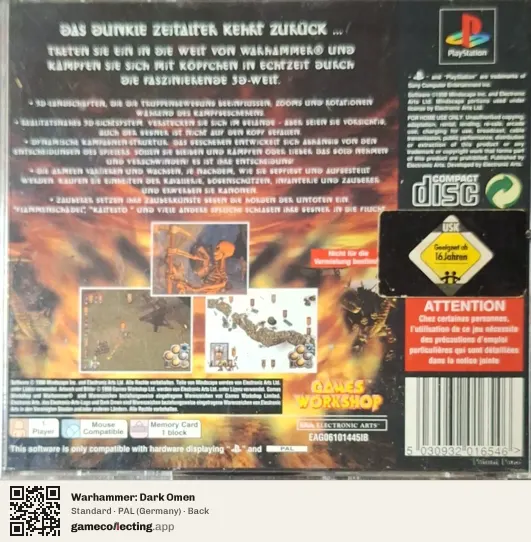 Warhammer: Dark Omen PlayStation, Germany box back