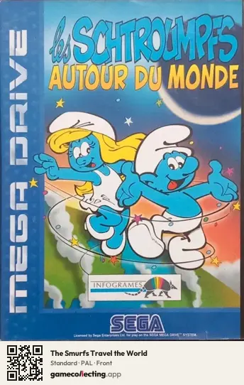 The Smurfs Travel the World Sega Mega Drive / Genesis, PAL box front