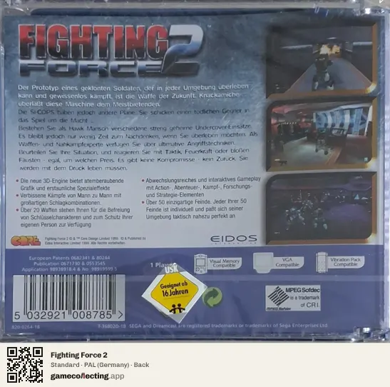 Fighting Force 2 Sega Dreamcast, Germany box back