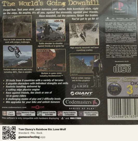 Tom Clancy's Rainbow Six: Lone Wolf PlayStation, PAL box back