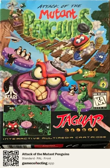 Attack of the Mutant Penguins Atari Jaguar, PAL box front