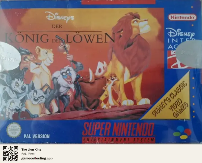 The Lion King Super Nintendo Entertainment System, PAL box front