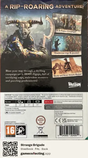 Strange Brigade Nintendo Switch, PAL box back