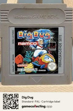 Dig Dug Game Boy, PAL cartridge label