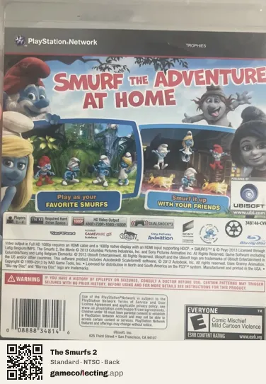 The Smurfs 2 PlayStation 3, NTSC box back