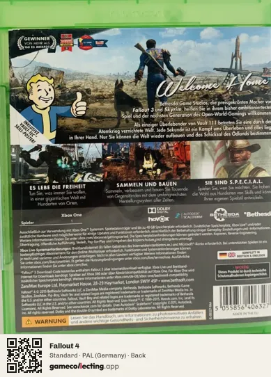 Fallout 4 Xbox One, Germany box back