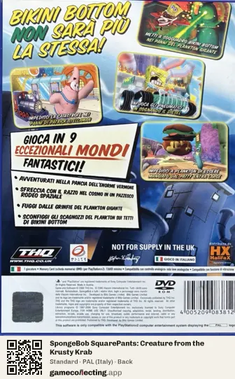 SpongeBob SquarePants: Creature from the Krusty Krab PlayStation 2, Italy box back