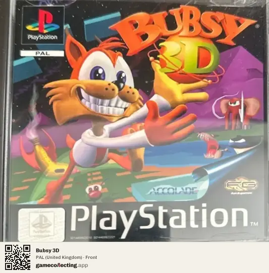 Bubsy 3D PlayStation, United Kingdom box front