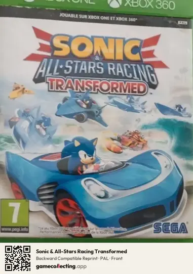 Sonic & All-Stars Racing Transformed Xbox 360, PAL box front