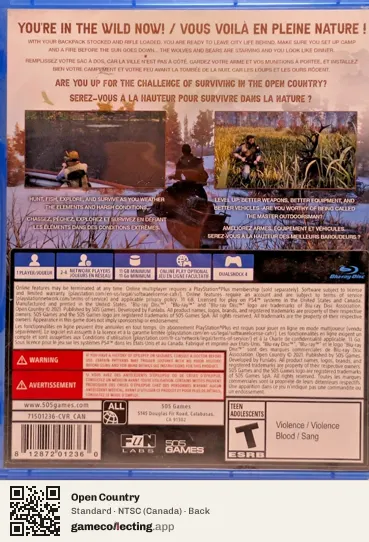 Open Country PlayStation 4, Canada box back