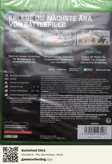 Battlefield 2042 Xbox One, Germany box back