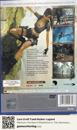 Lara Croft Tomb Raider: Legend PlayStation 2, Germany box back