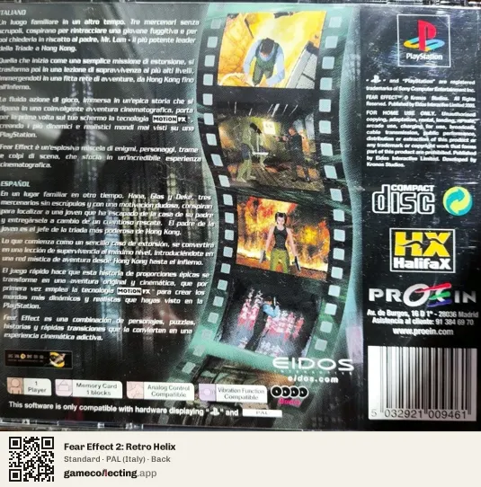 Fear Effect 2: Retro Helix PlayStation, Italy box back
