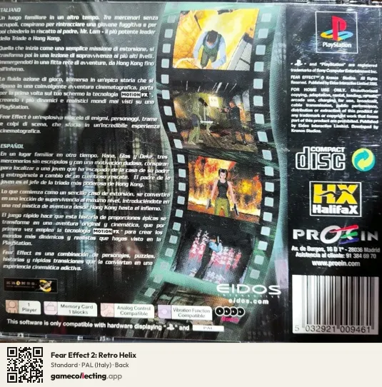 Fear Effect 2: Retro Helix PlayStation, Italy box back