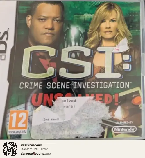 CSI: Unsolved! Nintendo DS, PAL box front