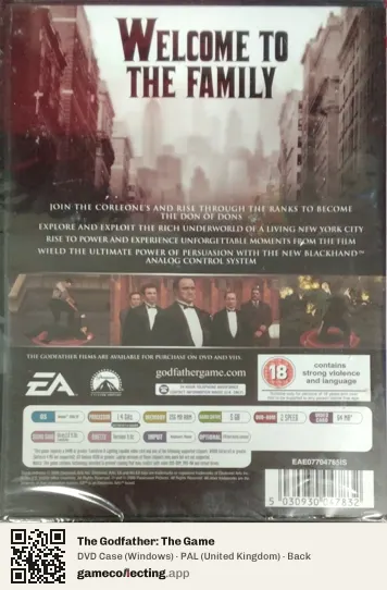 The Godfather: The Game Computer, United Kingdom box back