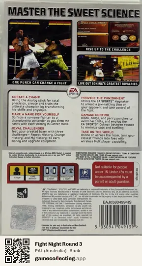 Fight Night Round 3 PlayStation Portable, Australia box back
