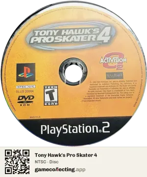 Tony Hawk's Pro Skater 4 PlayStation 2, NTSC disc