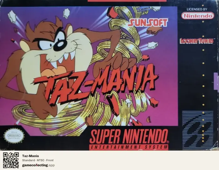 Taz-Mania Super Nintendo Entertainment System, NTSC box front