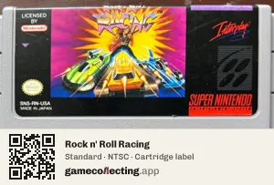 Rock n' Roll Racing Super Nintendo Entertainment System, NTSC cartridge label