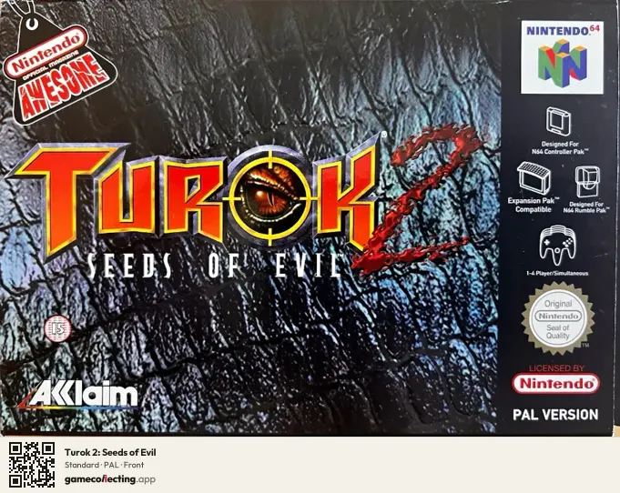 Turok 2: Seeds of Evil Nintendo 64, PAL box front
