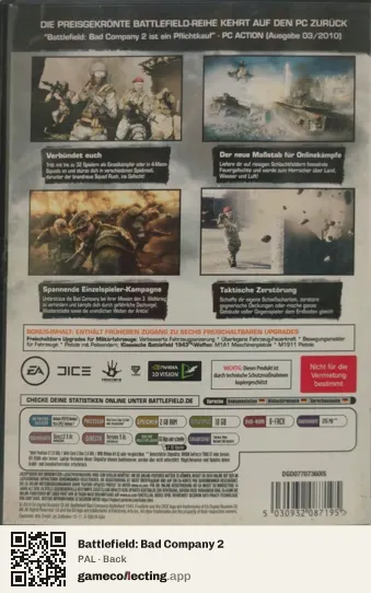 Battlefield: Bad Company 2 Computer, PAL box back